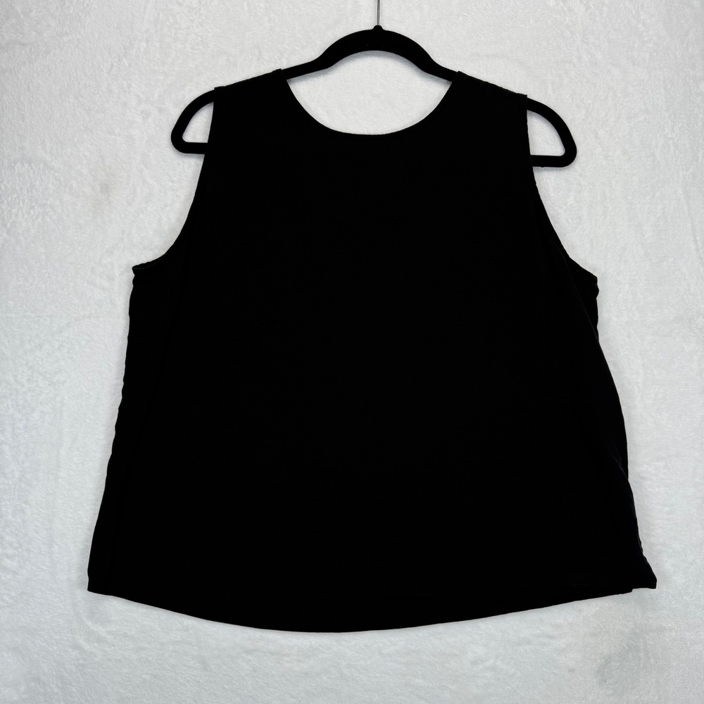 Eileen‎ Fisher Black Silk Sleeveless Top Blouse Womens Size L